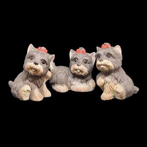 Vintage HOMCO Yorkshire Terrior Puppies Figurines Set of 3